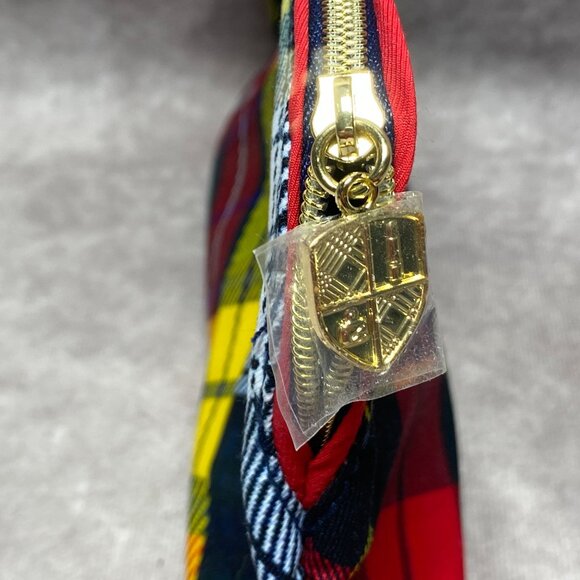 Estée Lauder Tartan Plaid Small Cosmetic Bag Recycled Material Red/Multicolor - Picture 9 of 11